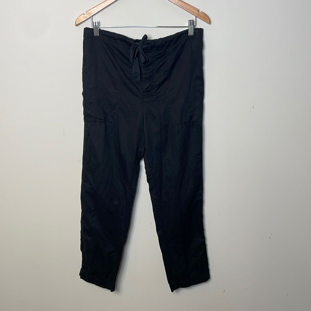 Wilfred Free Tie Waist Linen Blend Black Pants Small